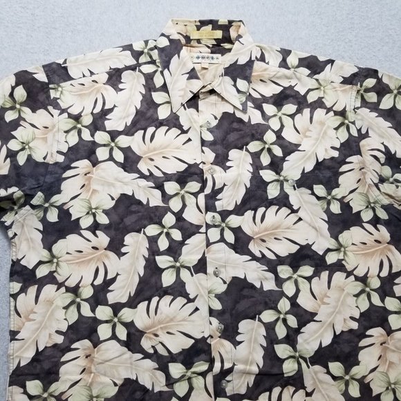 Campia Moda Shirt Mens Large Brown Floral Hawaiian Button Up Short Sleeve Casual - Picture 5 of 9